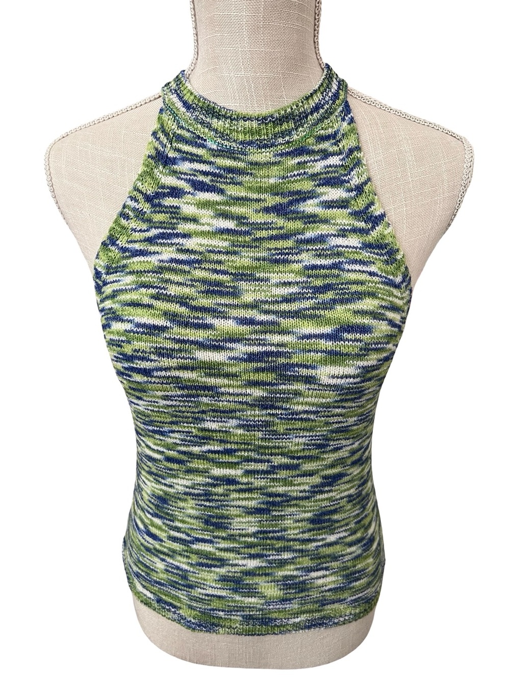 Versona Green & Blue Speckled Halter Knit Tank